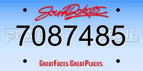 7087485 South Dakota License Plate