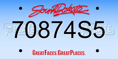 70874S5 South Dakota License Plate