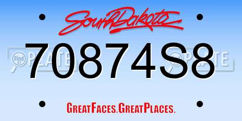 70874S8 South Dakota License Plate