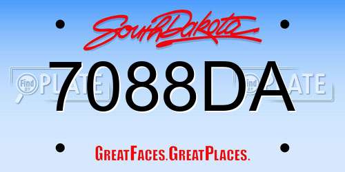 7088DA South Dakota License Plate