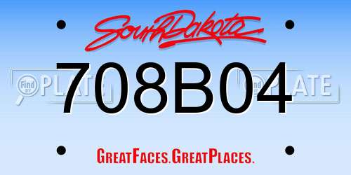 708B04 South Dakota License Plate