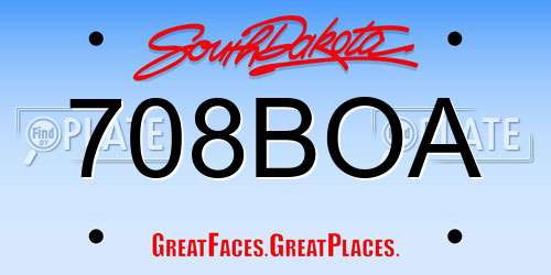 708BOA South Dakota License Plate