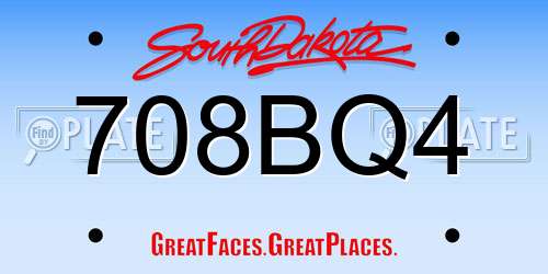 708BQ4 South Dakota License Plate