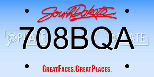 708BQA South Dakota License Plate