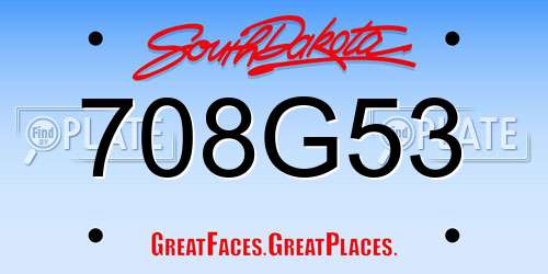 708G53 South Dakota License Plate