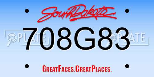708G83 South Dakota License Plate