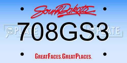 708GS3 South Dakota License Plate