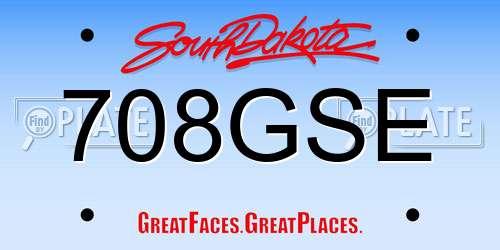 708GSE South Dakota License Plate