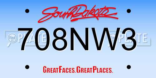 708NW3 South Dakota License Plate
