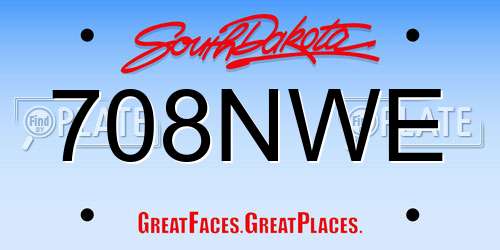 708NWE South Dakota License Plate