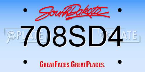 708SD4 South Dakota License Plate