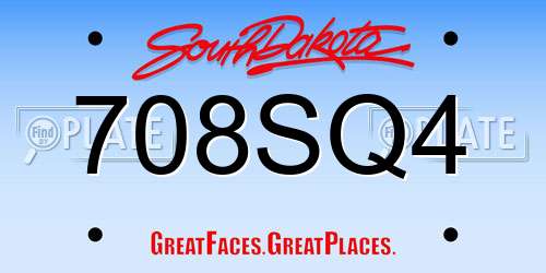 708SQ4 South Dakota License Plate