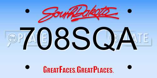 708SQA South Dakota License Plate