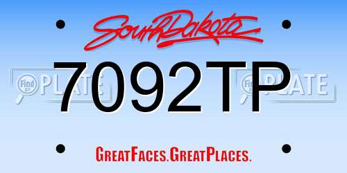 7092TP South Dakota License Plate