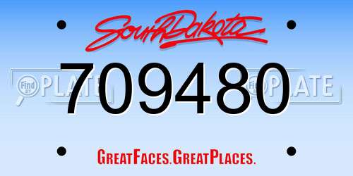 709480 South Dakota License Plate
