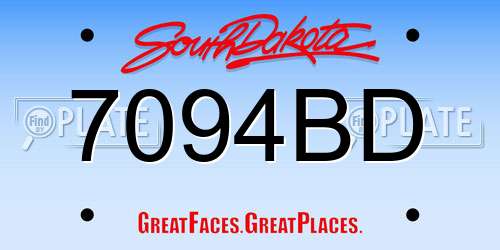 7094BD South Dakota License Plate