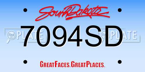7094SD South Dakota License Plate