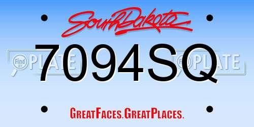 7094SQ South Dakota License Plate