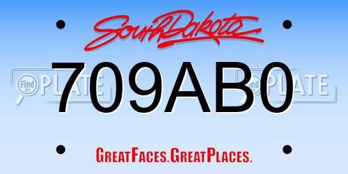 709AB0 South Dakota License Plate
