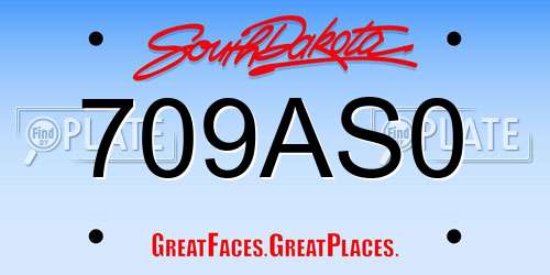 709AS0 South Dakota License Plate