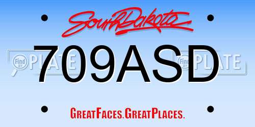 709ASD South Dakota License Plate