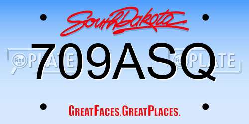 709ASQ South Dakota License Plate