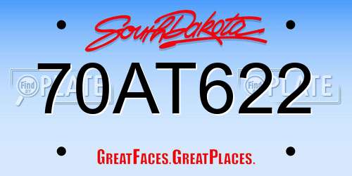 70AT622 South Dakota License Plate