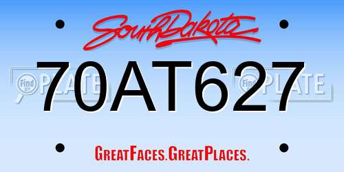 70AT627 South Dakota License Plate