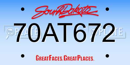 70AT672 South Dakota License Plate