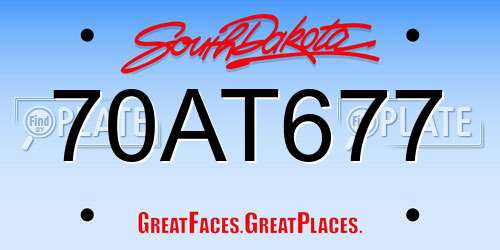 70AT677 South Dakota License Plate