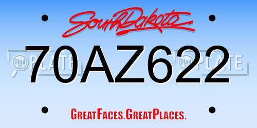 70AZ622 South Dakota License Plate