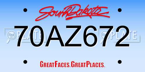 70AZ672 South Dakota License Plate