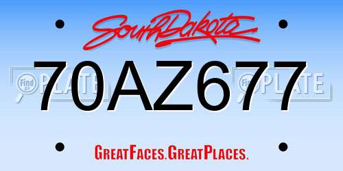 70AZ677 South Dakota License Plate