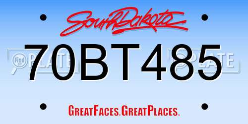 70BT485 South Dakota License Plate