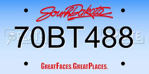 70BT488 South Dakota License Plate