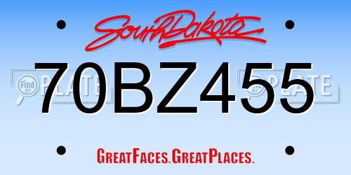 70BZ455 South Dakota License Plate