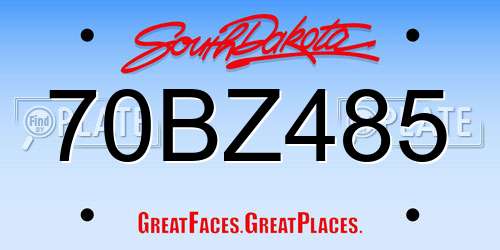 70BZ485 South Dakota License Plate