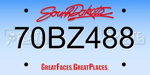 70BZ488 South Dakota License Plate