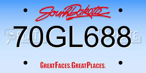 70GL688 South Dakota License Plate