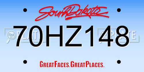 70HZ148 South Dakota License Plate