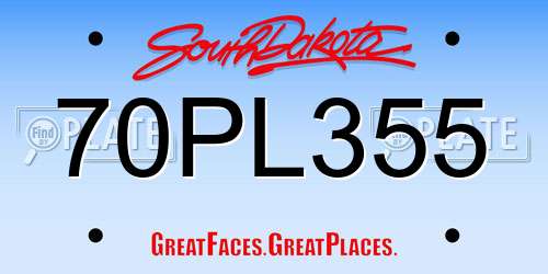 70PL355 South Dakota License Plate