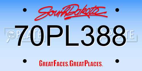 70PL388 South Dakota License Plate