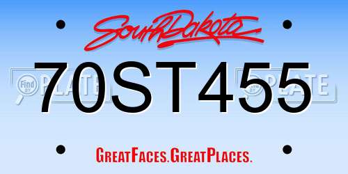 70ST455 South Dakota License Plate