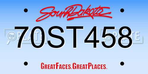 70ST458 South Dakota License Plate