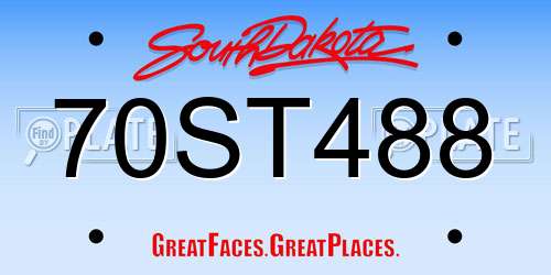 70ST488 South Dakota License Plate