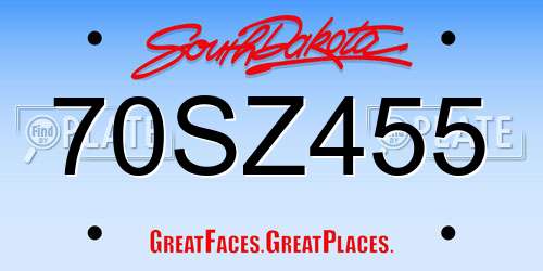 70SZ455 South Dakota License Plate