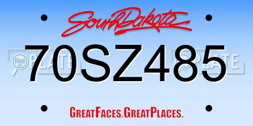 70SZ485 South Dakota License Plate