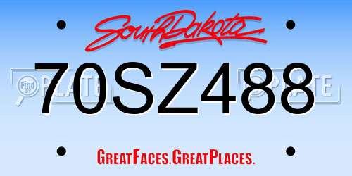 70SZ488 South Dakota License Plate