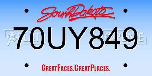 70UY849 South Dakota License Plate