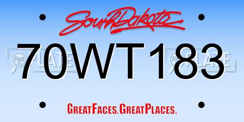 70WT183 South Dakota License Plate